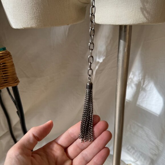 Tarnished Aged Silver Metal Asymmetrical Avant Garde Chain Belt - Picture 6 of 7